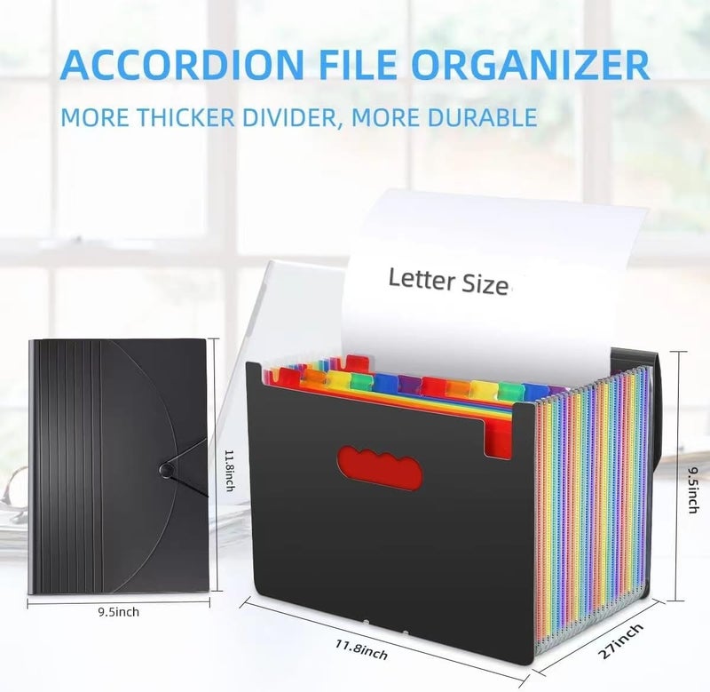 TCJ 24 Pockets Expanding File Folder,Accordion File Organizer,Document Organizer Letter Size,Expandable Filing Box,Special Designed for Portable Use,Accordian Folders,Plastic (Rainbow) - Image 5